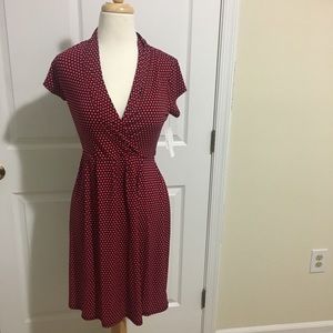 Liz Claiborne Polkadots, V-neck high waist, tie back.